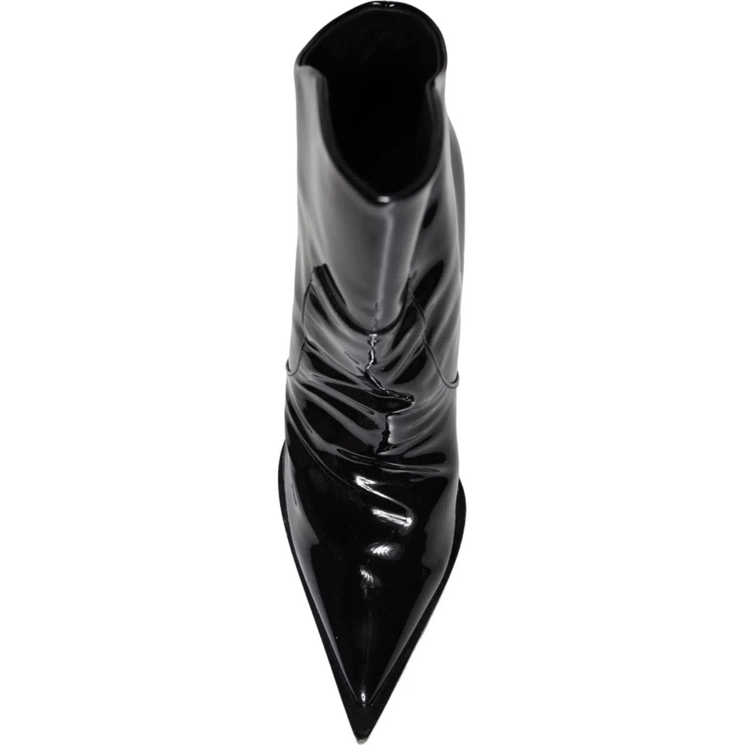 Dolce & Gabbana Black Patent Leather Pointed Ankle Boot Shoes