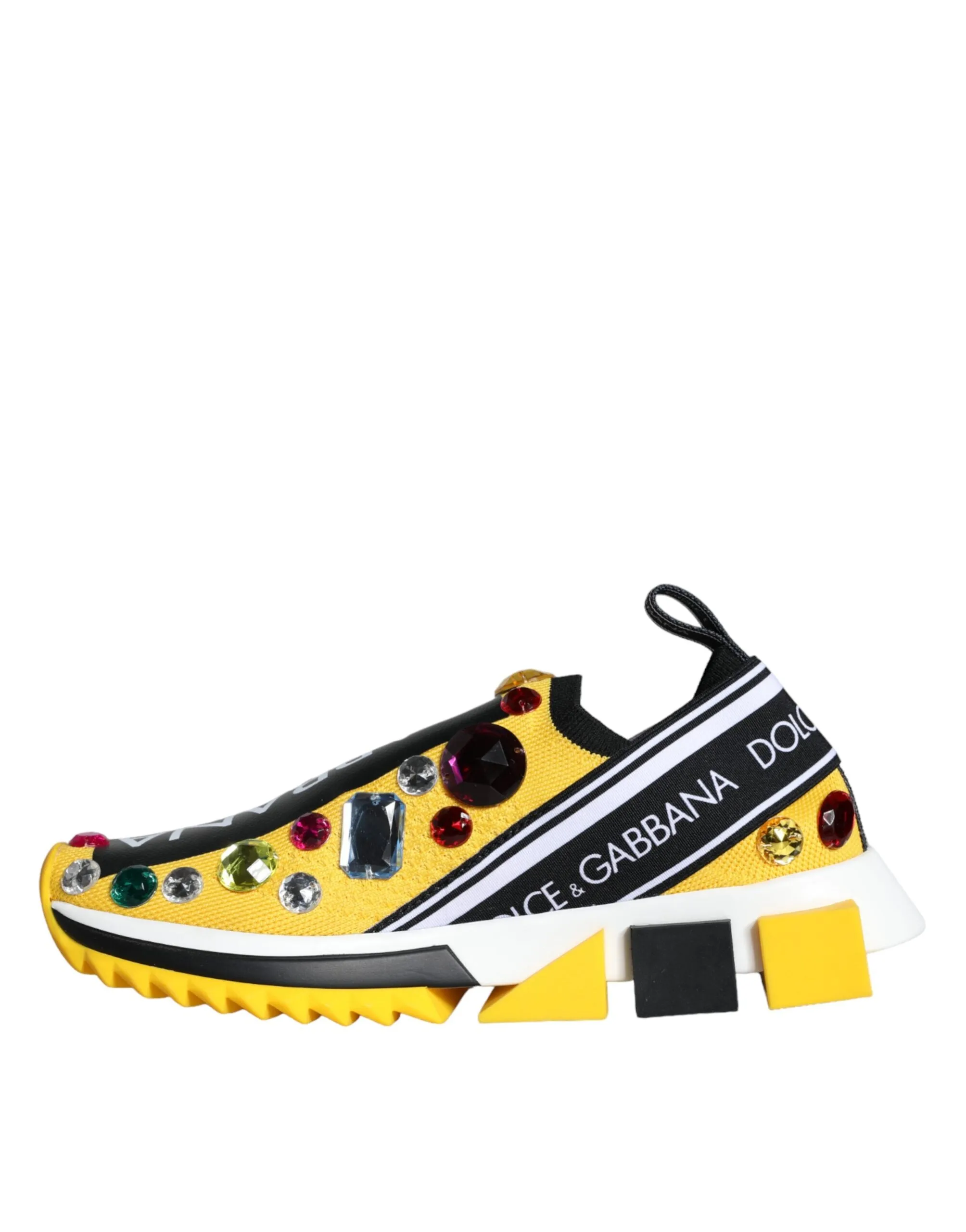 Dolce & Gabbana Yellow Sorrento Crystals Sneakers Womens Shoes