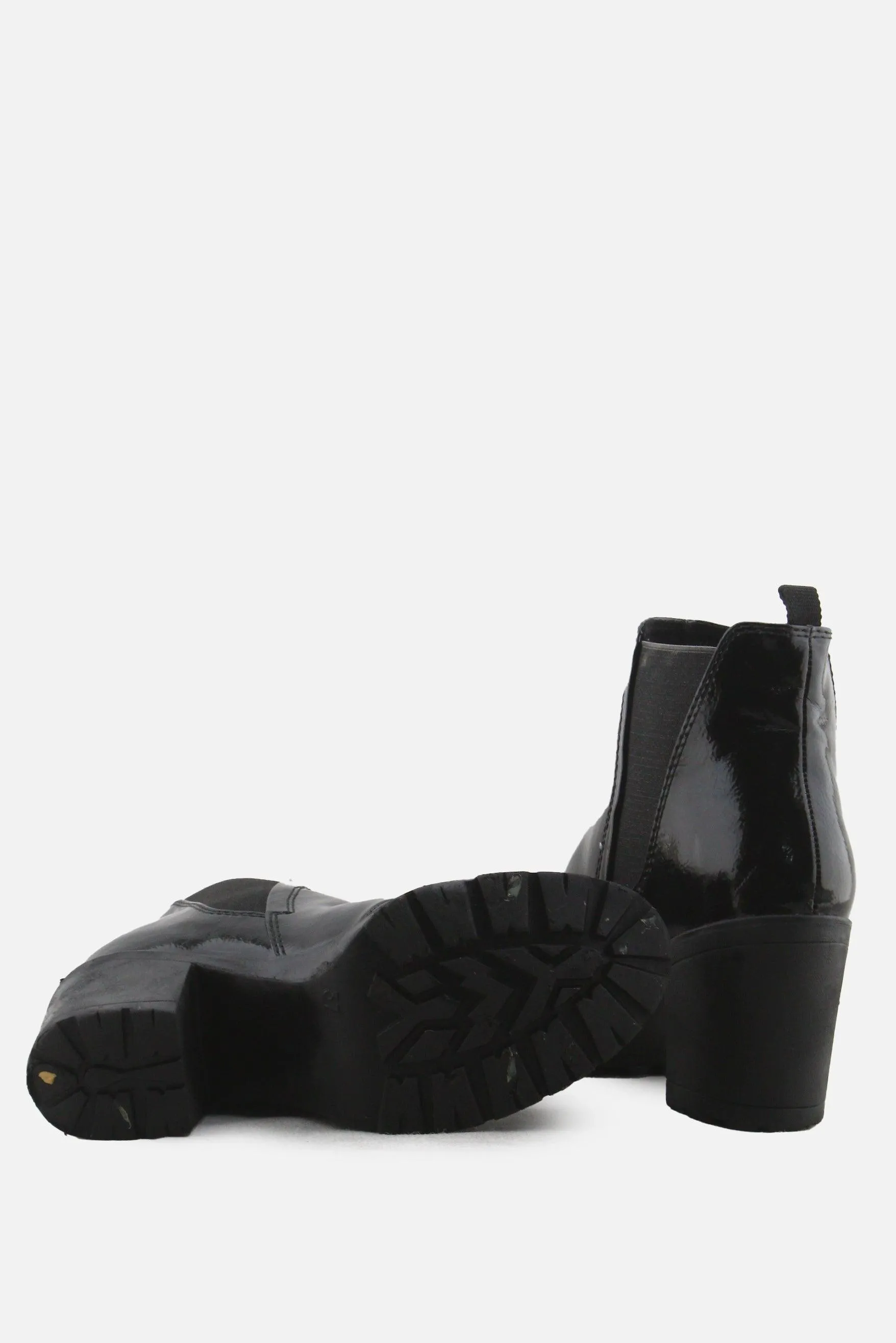 European Brand Stretchable Block Ankle Boots | 100% Synthetic Leather