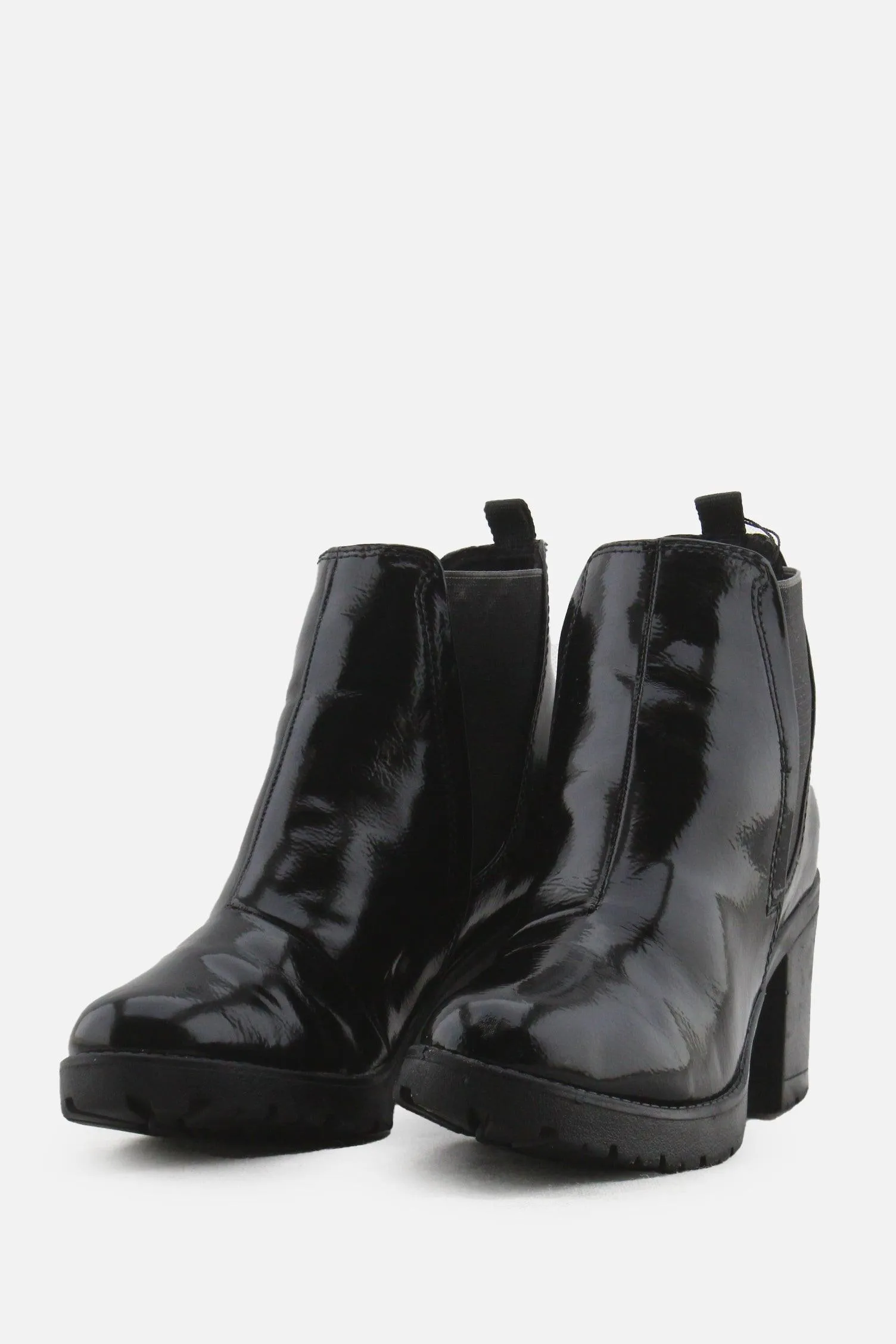 European Brand Stretchable Block Ankle Boots | 100% Synthetic Leather