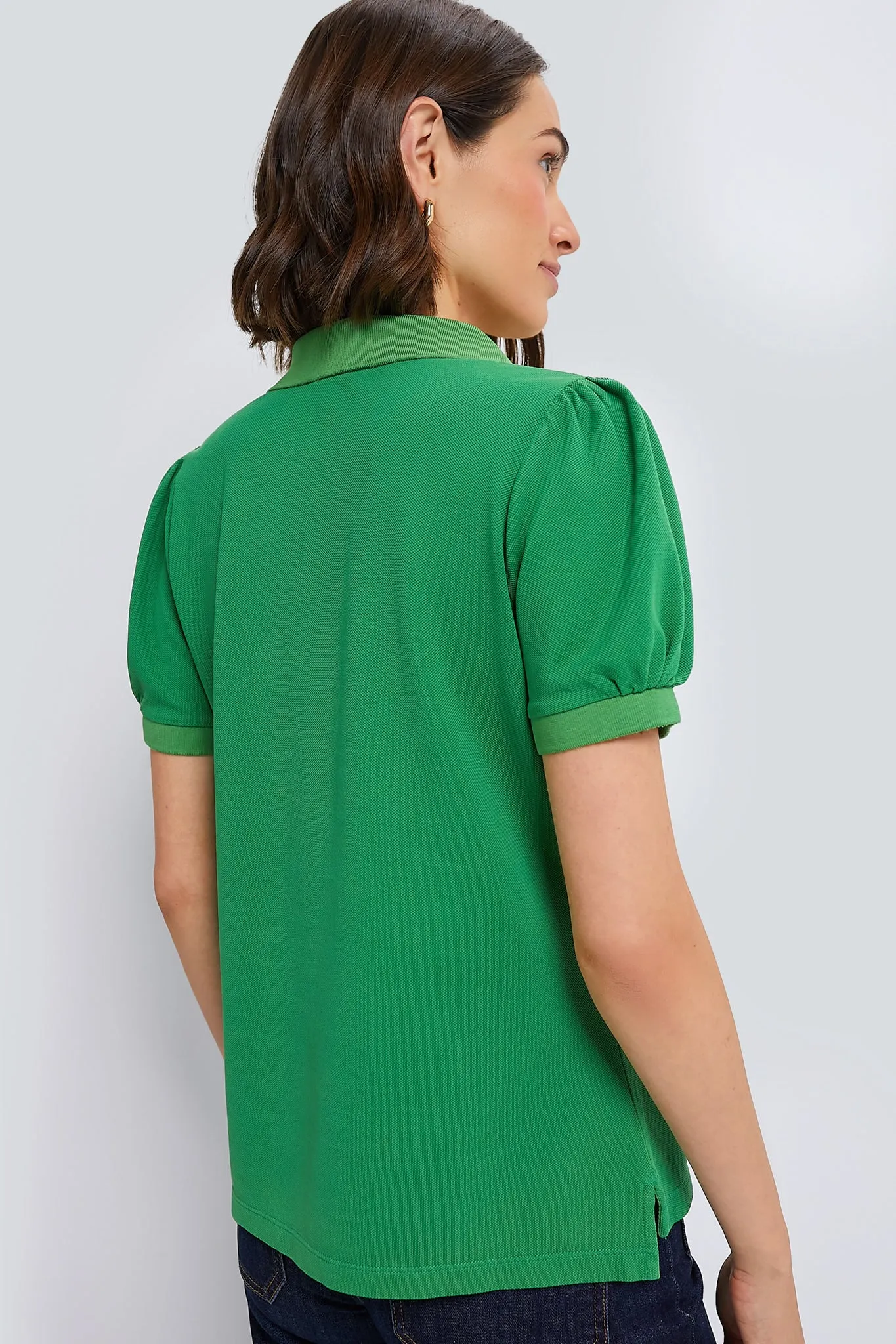 Green Pique Puff Sleeve Peggy Polo