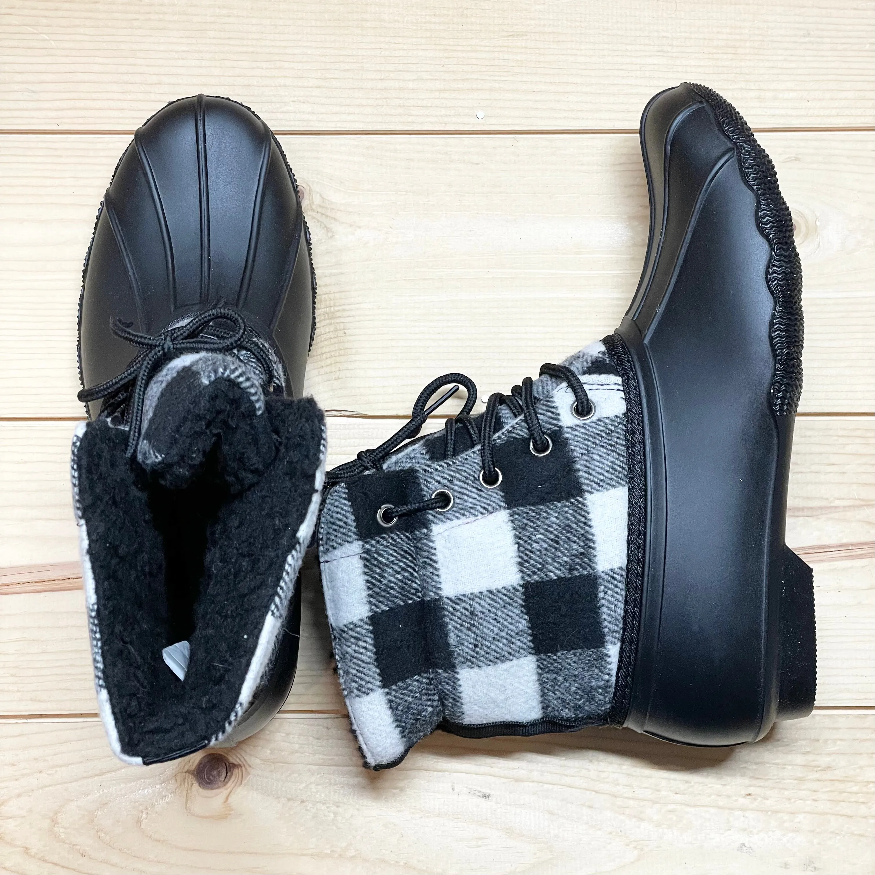 Gypsy Jazz "Slush" Black & White Plaid Boots