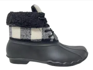 Gypsy Jazz "Slush" Black & White Plaid Boots