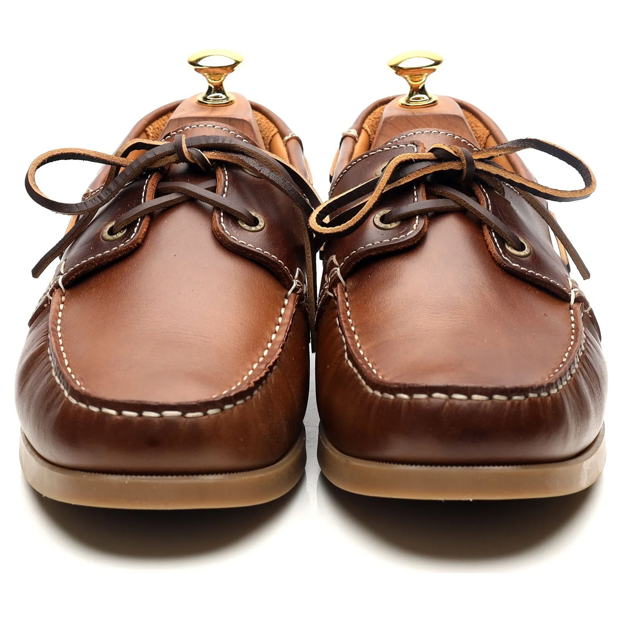 'Hardy' Brown Leather Boat Shoes UK 10