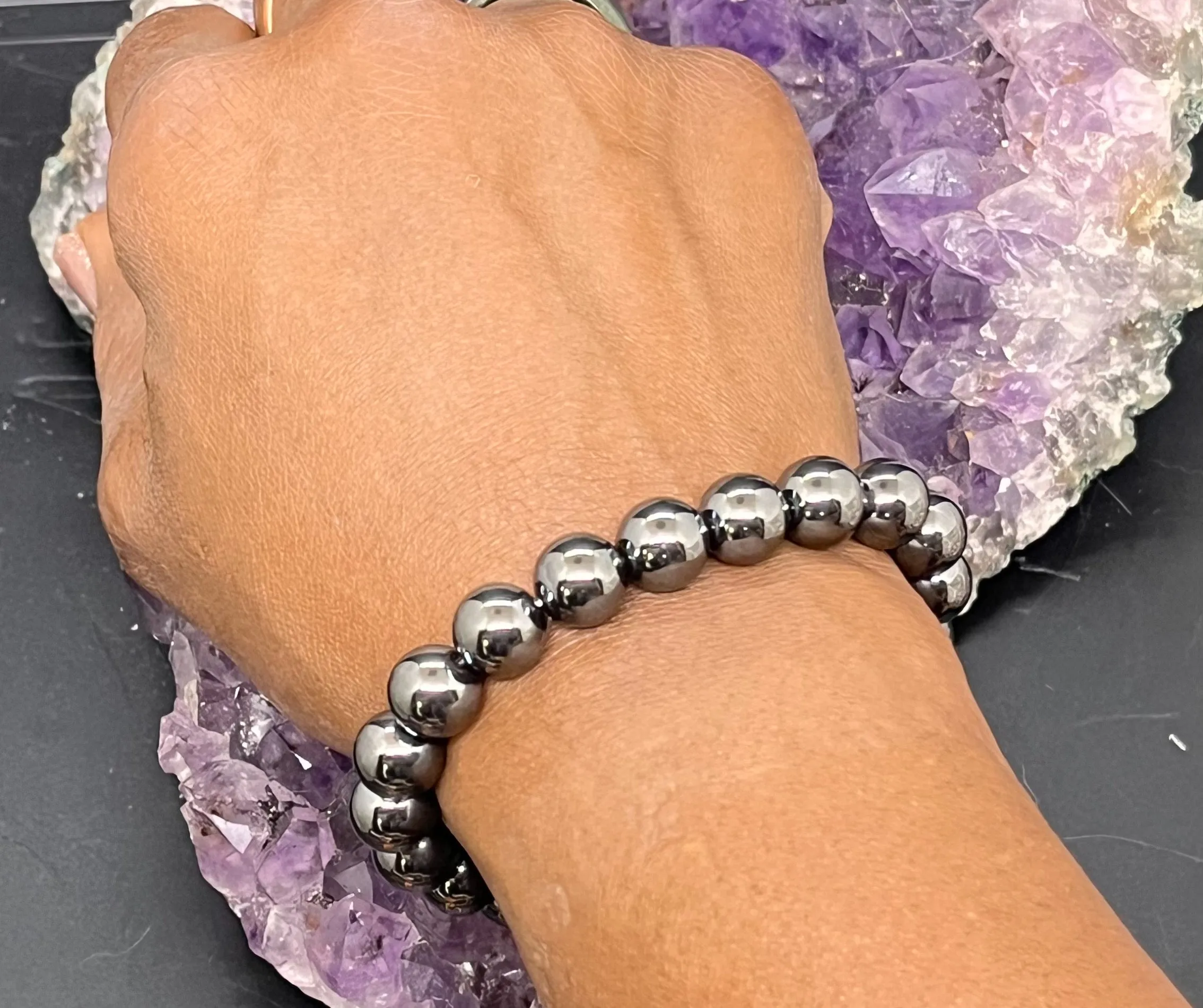 Hematite 10mm Stretchy Bracelet