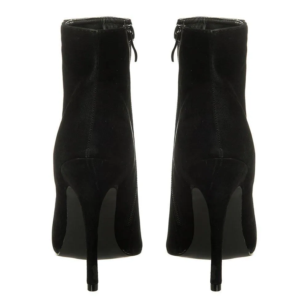 High Stiletto Heel Pointed Toe Zip Ankle Boot