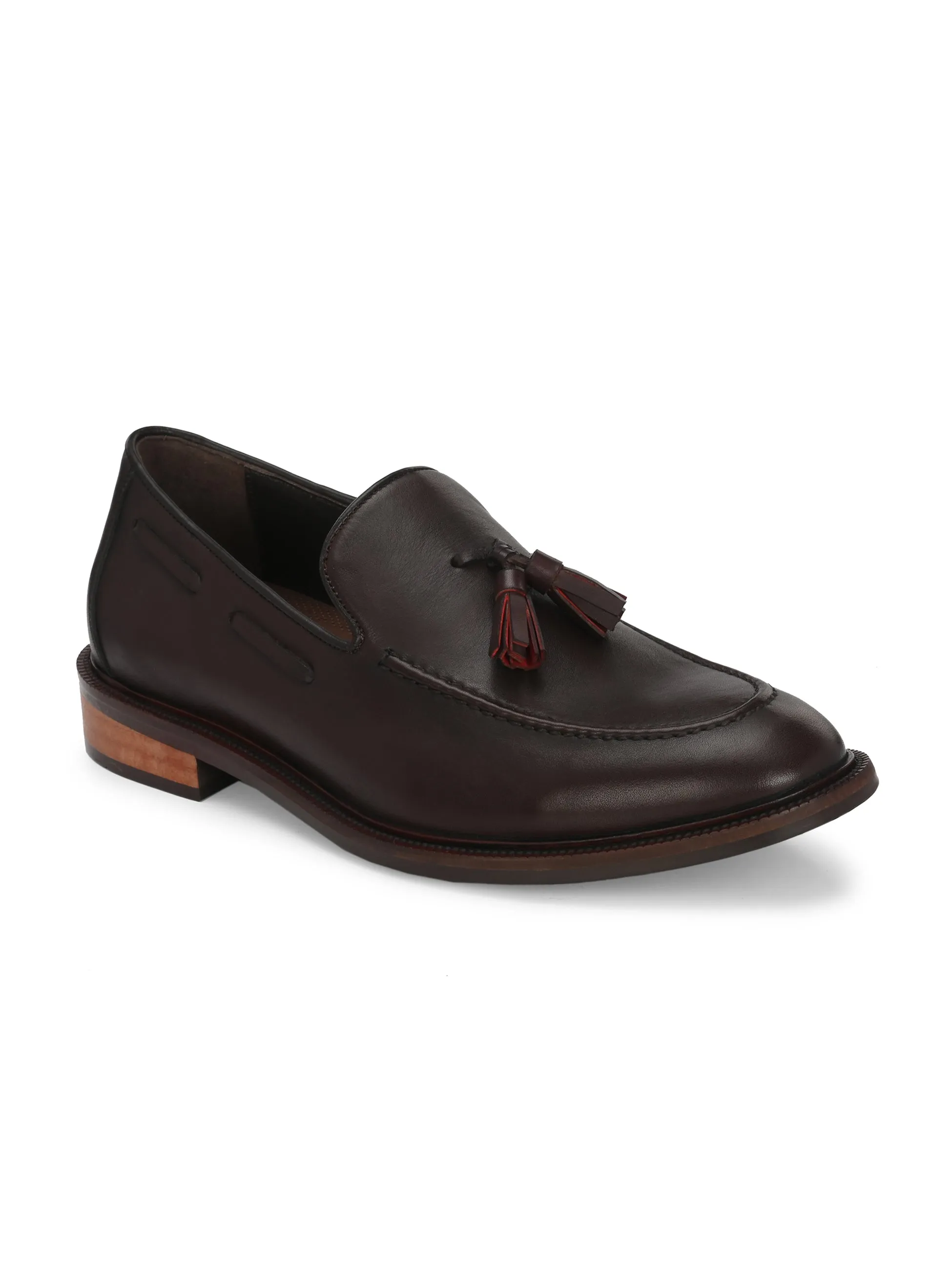 Hitz Men's Brown Leather Tassel Shoes