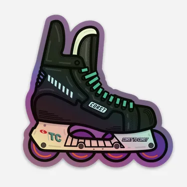 Holographic Retro Roller Hockey Skate Stickers by Tony Headrick