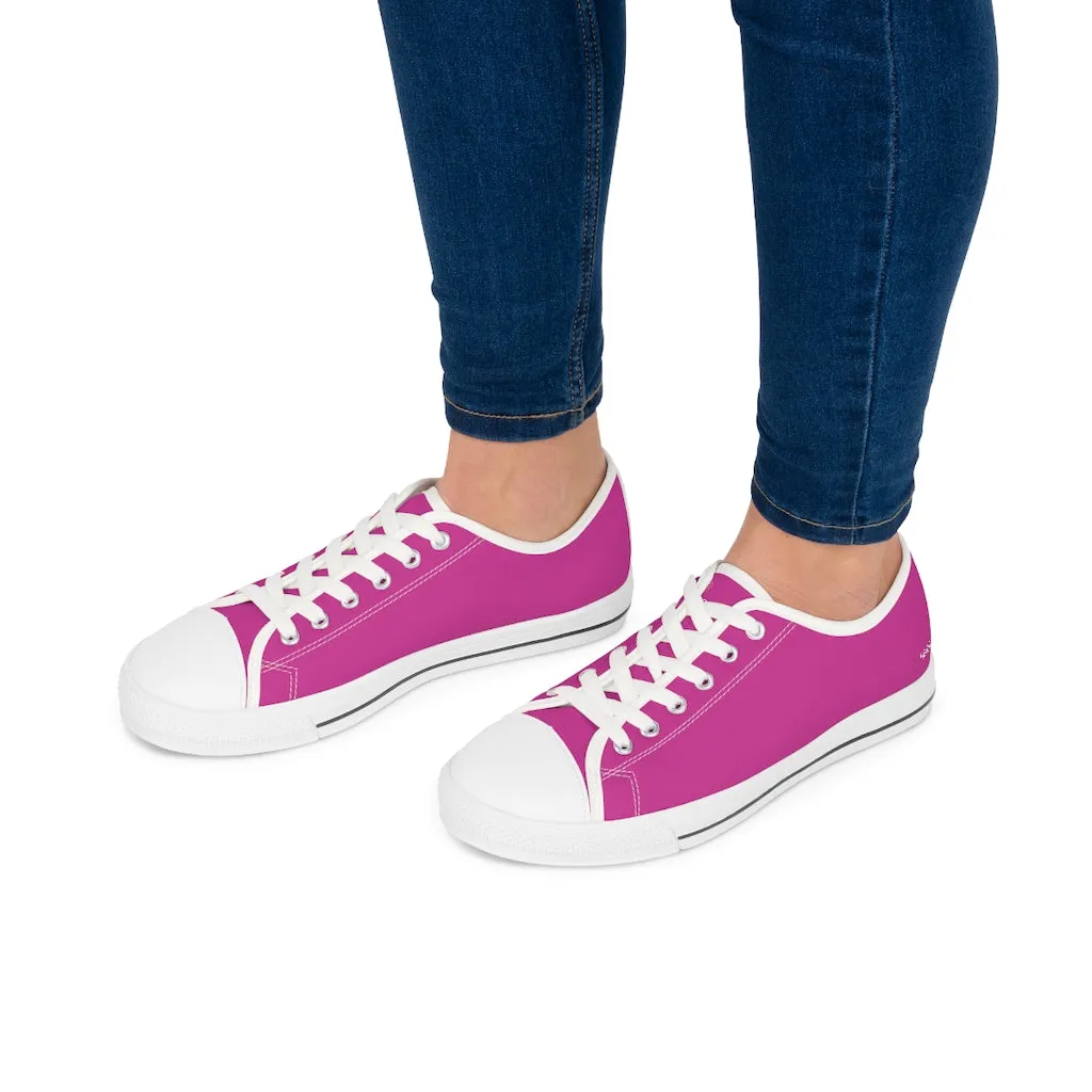 Hot Pink Best Ladies' Sneakers, Solid Hot Pink Color Women's Low Top Sneakers Tennis Shoes (US Size: 5.5-12)