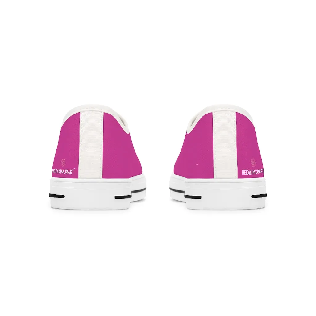 Hot Pink Best Ladies' Sneakers, Solid Hot Pink Color Women's Low Top Sneakers Tennis Shoes (US Size: 5.5-12)