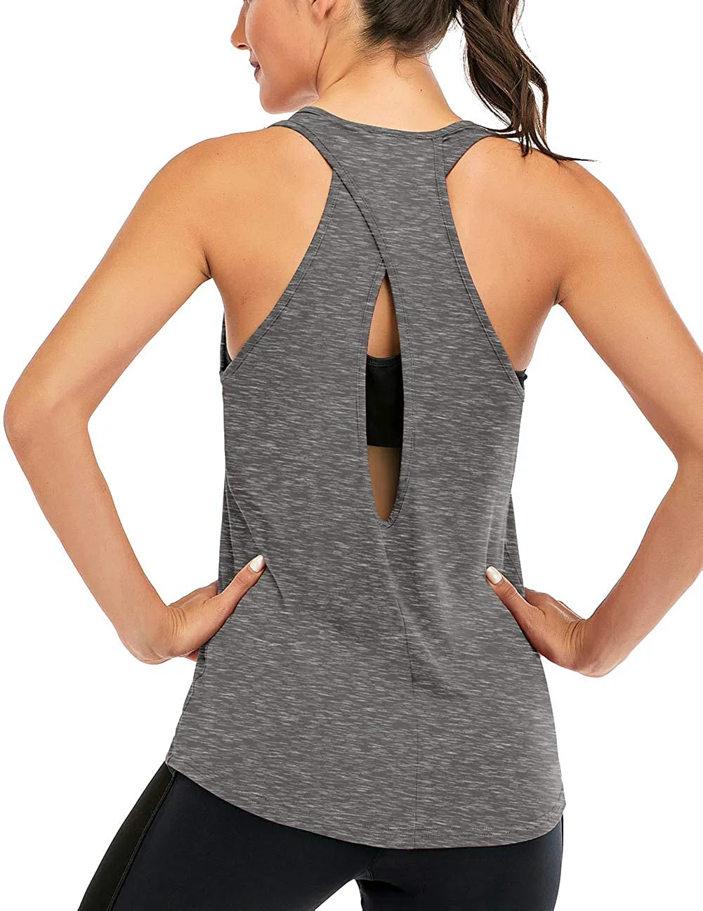 ICTIVE Womens Cross Backless Workout Tops for Women Racerback Tank Tops Open Back Running Tank Tops Muscle Tank Yoga Shirts