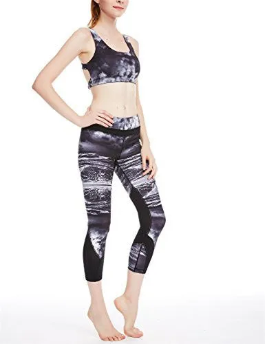 icyzone Women's Workout pants Activewear Running Leggings Yoga Capris Sports Tights