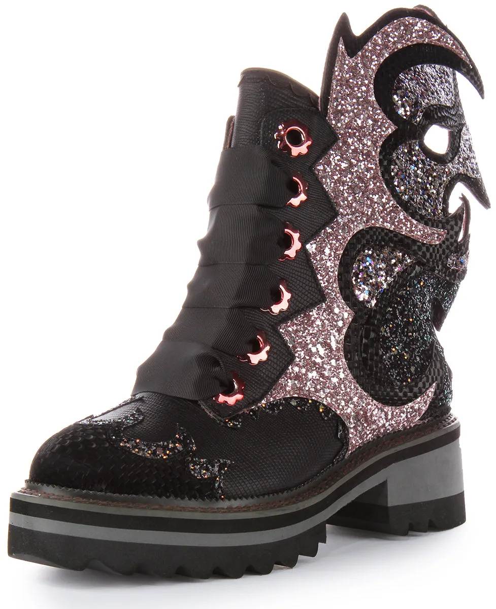 Irregular Choice Fyre Bug In Black Pink Glitter For Women