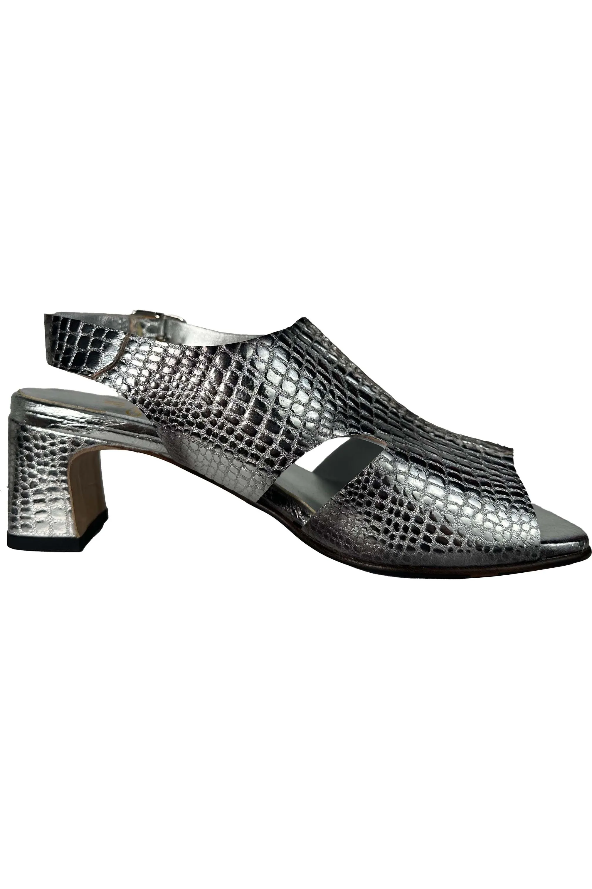 Jo Ghost Carmen Python Heeled Sandal 5138BIS | Silver