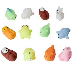 Kicko Squishy Stretchy Animals - 12 Pack - 1.5 Inch Assorted Squeezable Rubber Animals