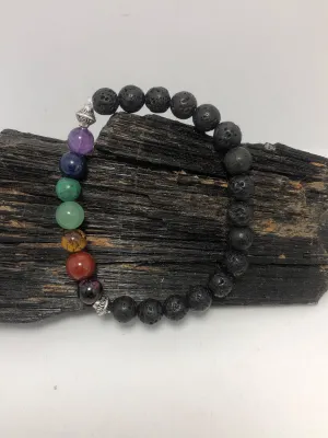 Lava Rock Chakra Stretchy Bracelet