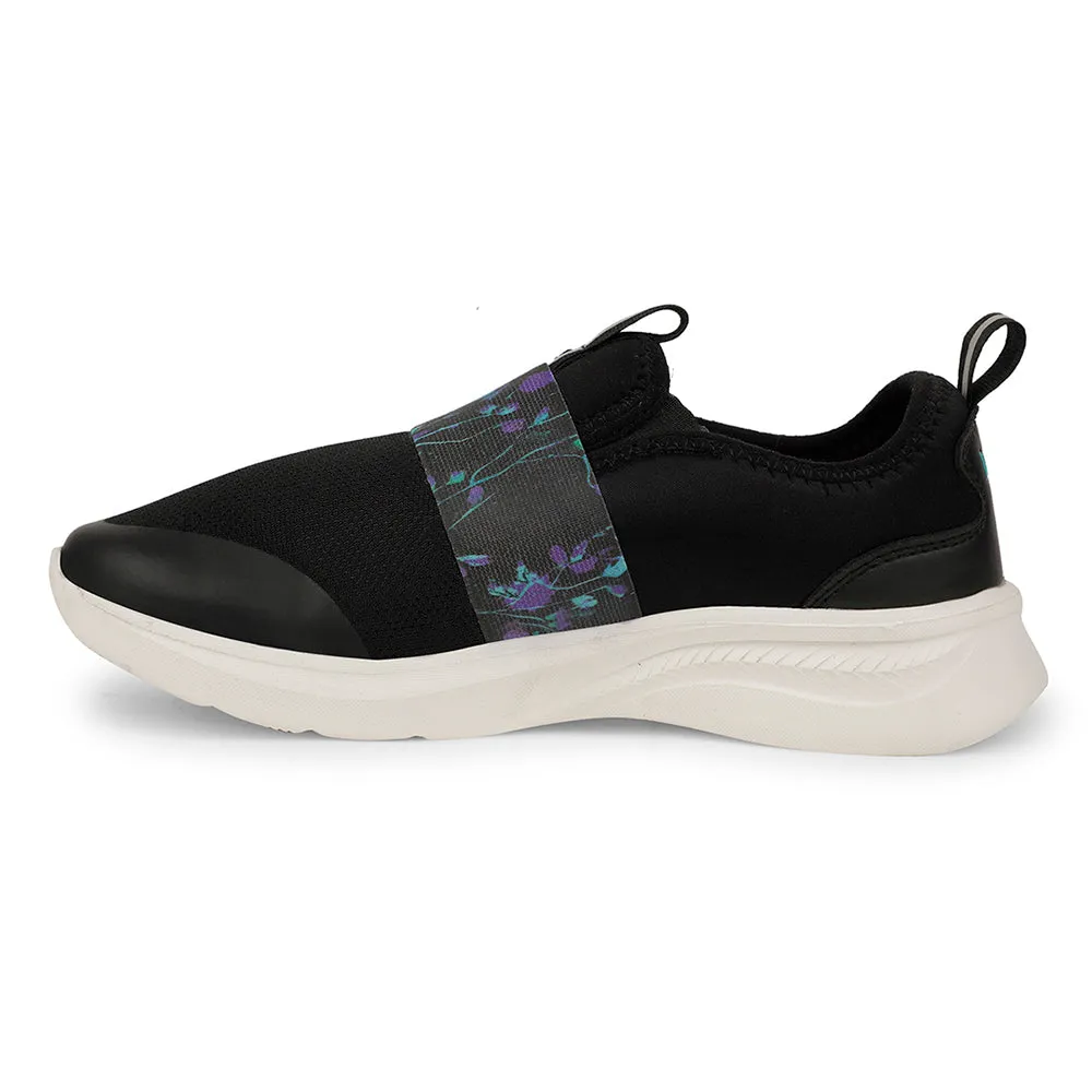 Leap7x Sports Black Walking Shoes For Women FLOWRIA By Liberty