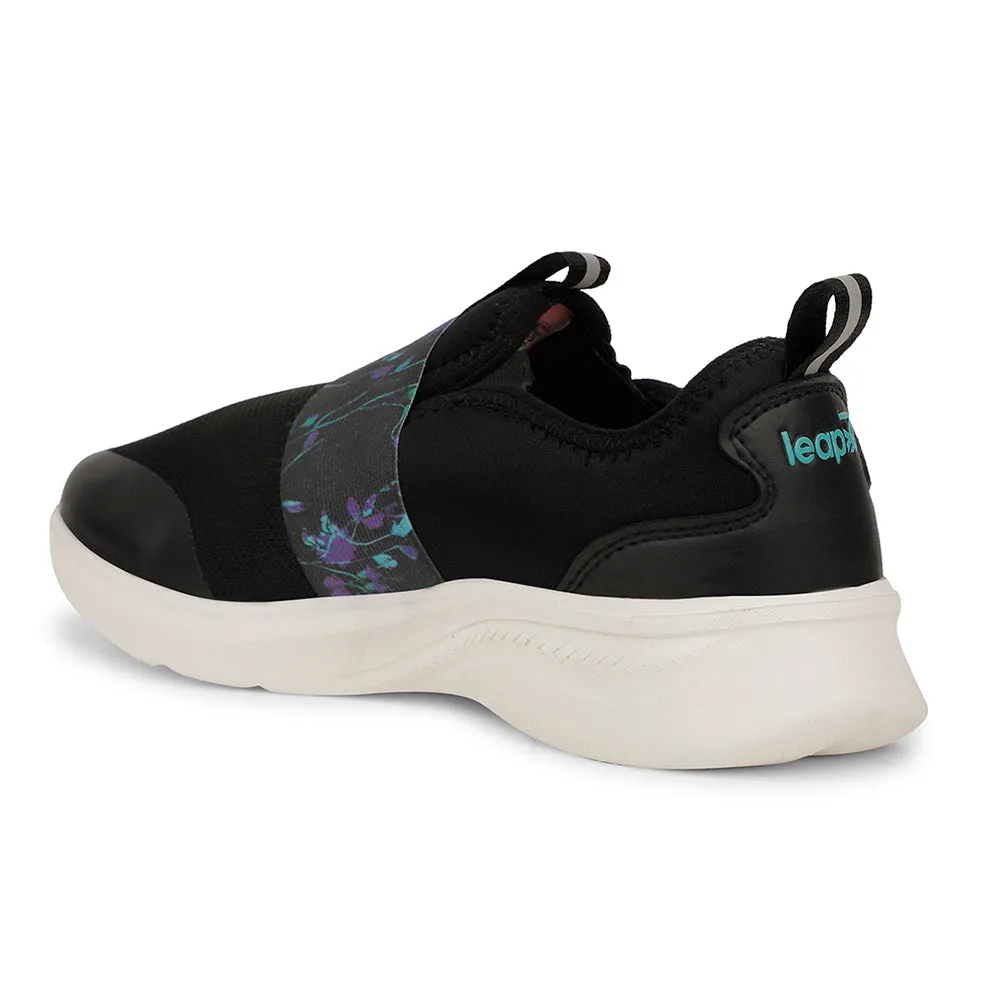 Leap7x Sports Black Walking Shoes For Women FLOWRIA By Liberty