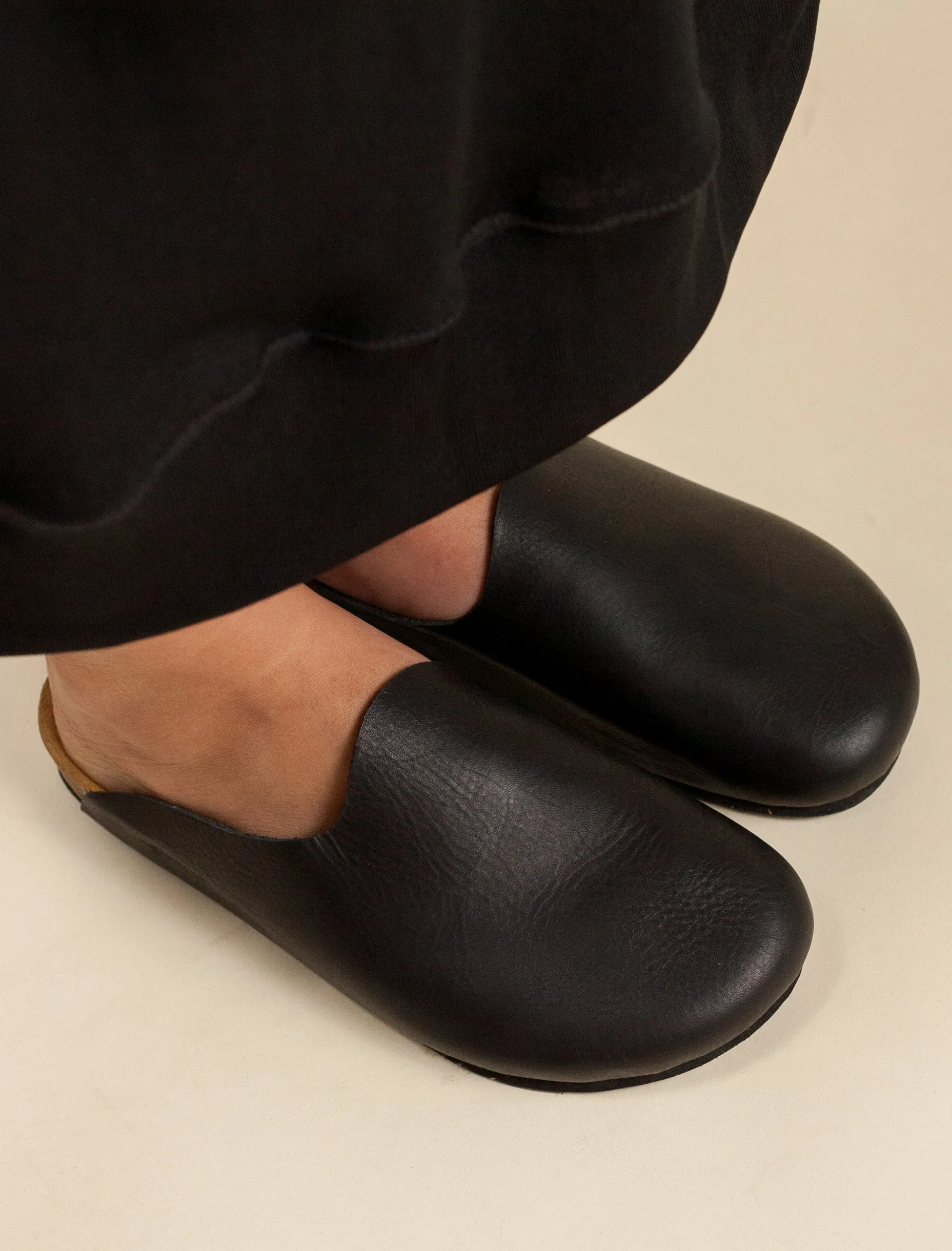 Leather Mule Slip-On (Black)