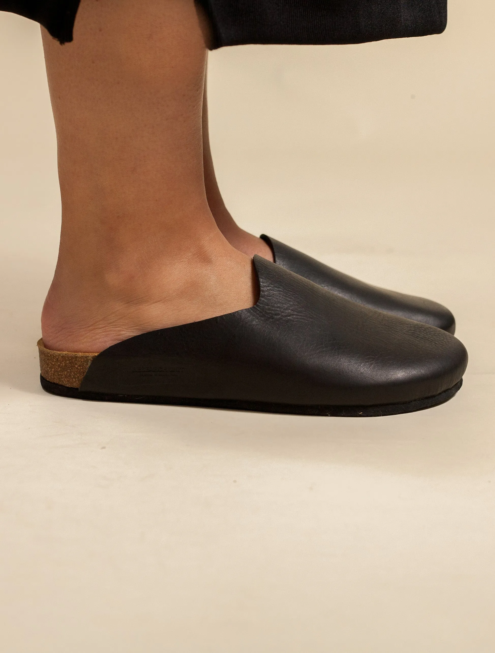 Leather Mule Slip-On (Black)