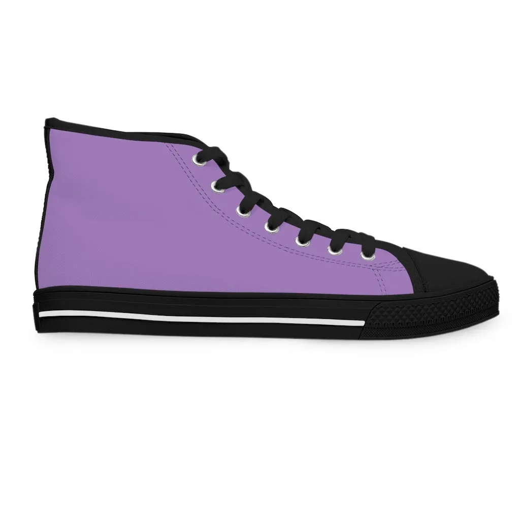 Light Purple Ladies' High Tops, Solid Color Best Women's High Top Sneakers Canvas Tennis Shoes