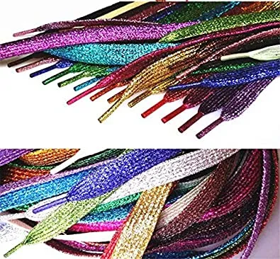 MarJunSep | Shimmery glitter 42" Solid Colors Flat Shoelaces