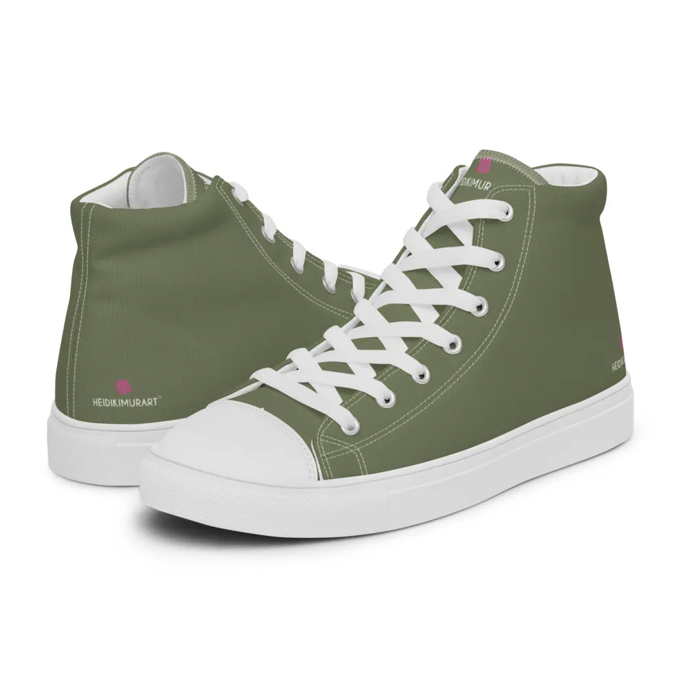 Matcha Green Men's Sneakers, Modern Minimalist Best Solid Color Canvas High Top Shoes For Men