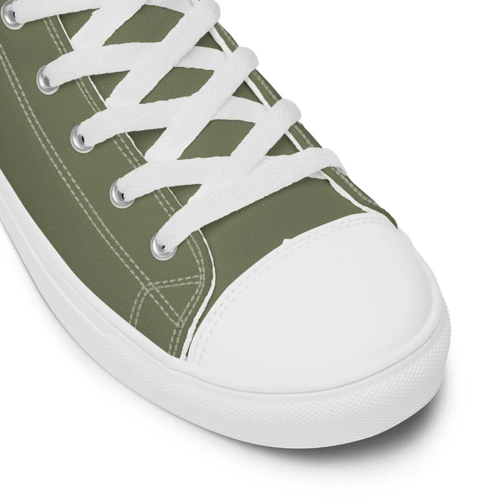 Matcha Green Men's Sneakers, Modern Minimalist Best Solid Color Canvas High Top Shoes For Men