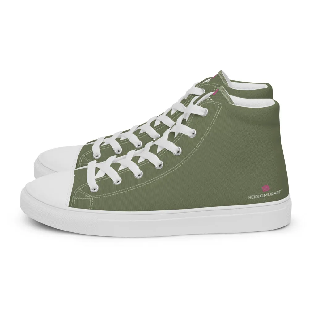 Matcha Green Men's Sneakers, Modern Minimalist Best Solid Color Canvas High Top Shoes For Men