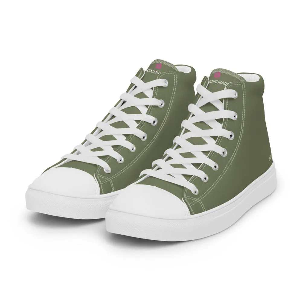 Matcha Green Men's Sneakers, Modern Minimalist Best Solid Color Canvas High Top Shoes For Men