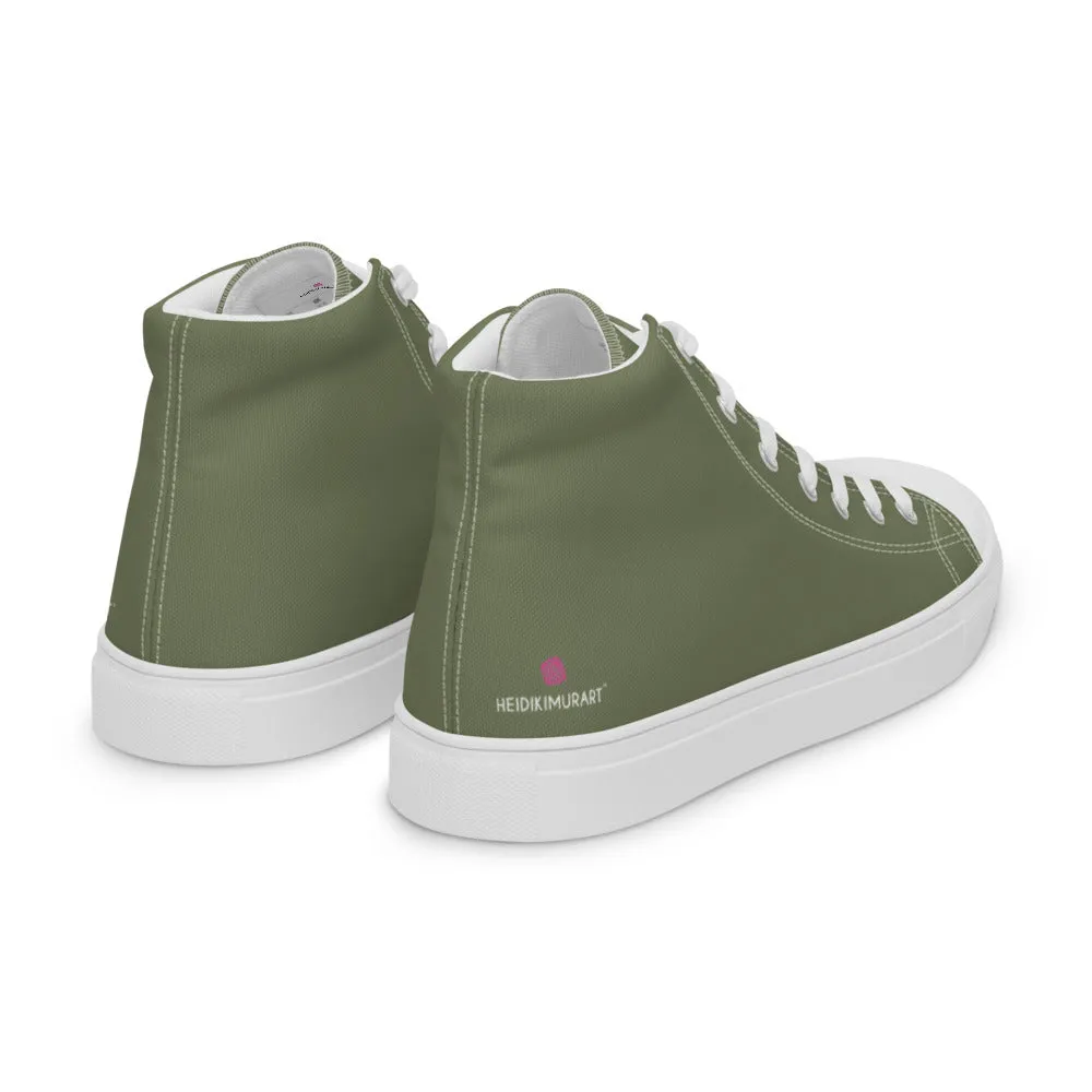 Matcha Green Men's Sneakers, Modern Minimalist Best Solid Color Canvas High Top Shoes For Men