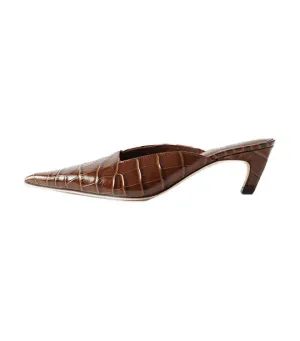 Mathilde Mule Leather Emboss Croc Brown