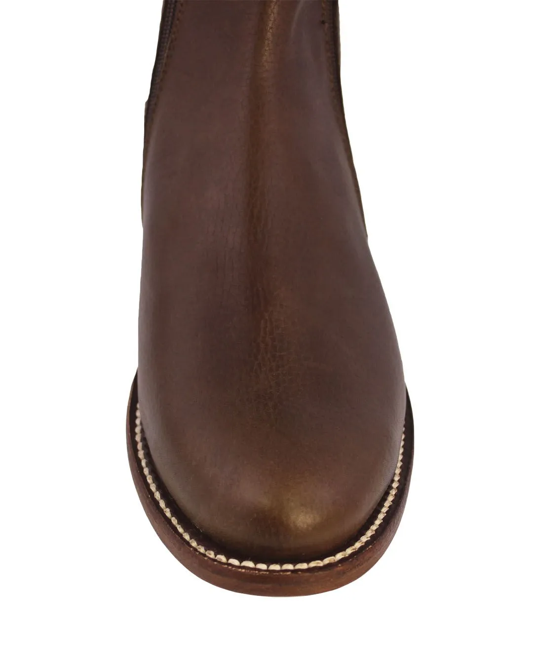 Mens #155 Brown Chelsea Cowboy Boots Leather - Round Toe