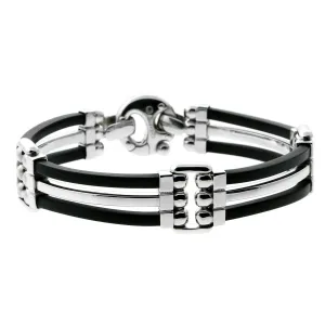 Mens Baraka White Gold and Rubber Bracelet