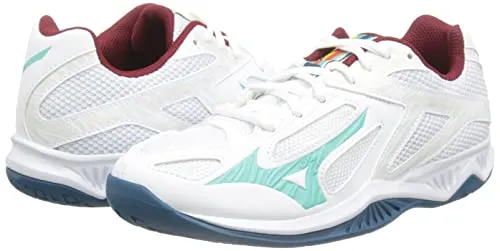 Mizuno Lightning Star Z6 JR Volleyball-Schuh, Wht/Turquoise/MBlue, 34 EU