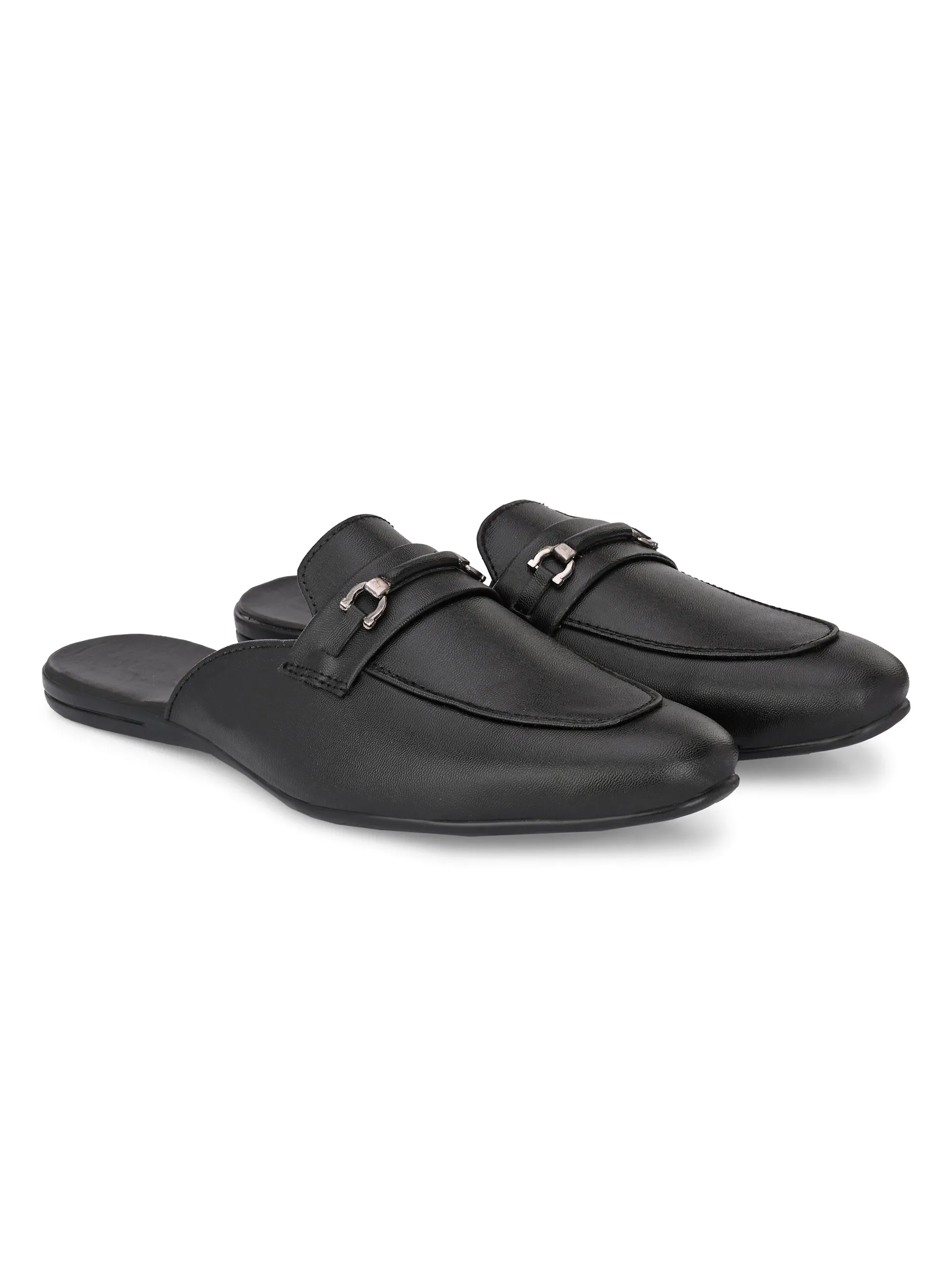 Monaco Black Buckle Mules