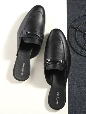 Monaco Black Buckle Mules