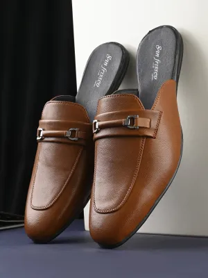 Monaco Tan Buckle Mules