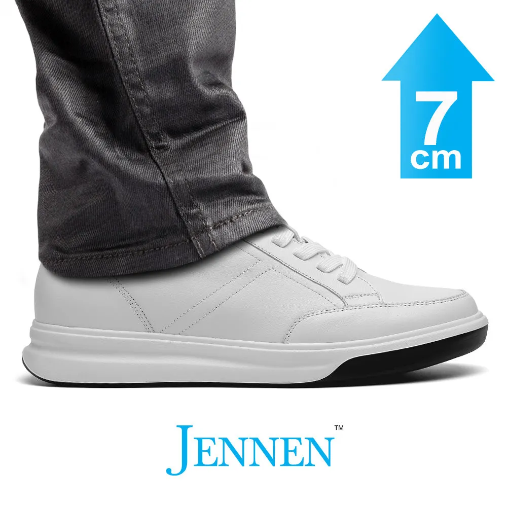 Mr. Federer 7cm | 2.8 inches White Elevated Casual Sneakers for Men