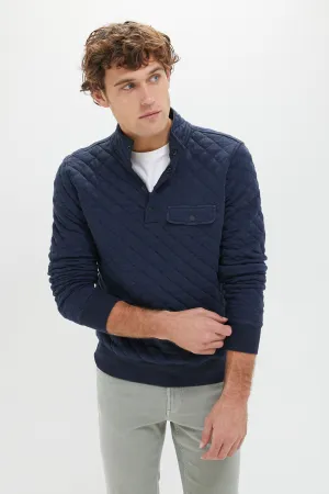 Navy Melange Epic Quilted Fleece Pullover