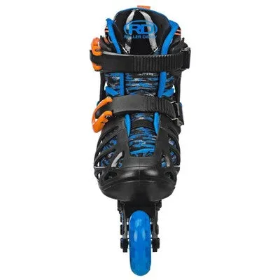 New - Roller Derby Tracer Adjustable Kids' Inline Skate - Black/Blue - M (2-5)