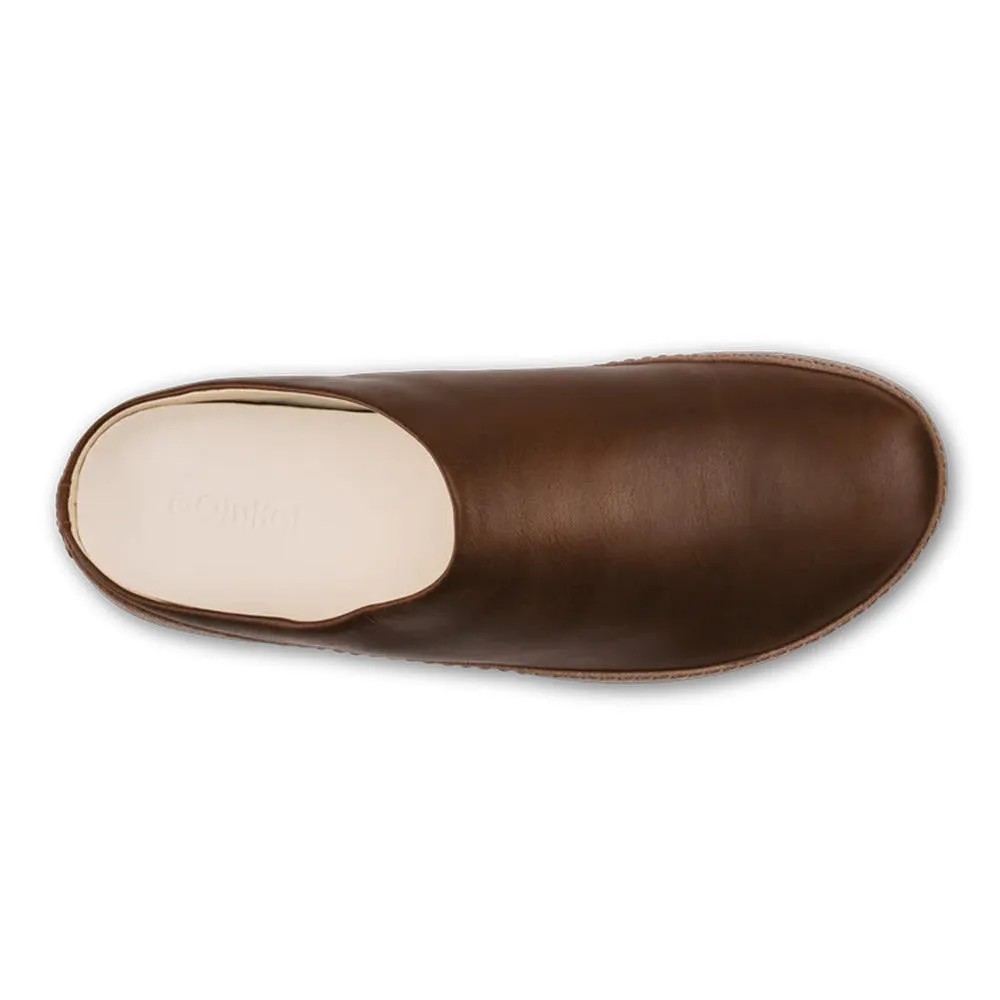 OLUKAI HAMANI LEATHER OPEN BACK SLIPPER TOFFEE TAN - MENS