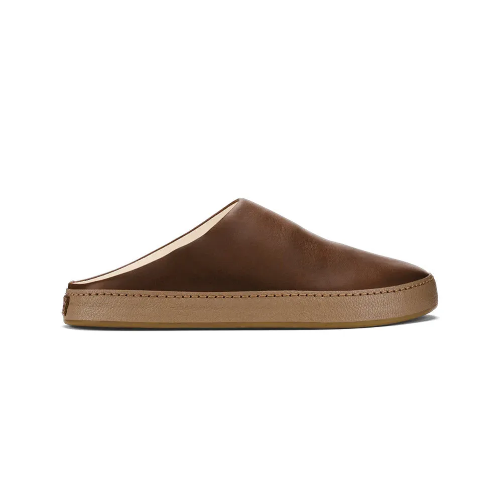 OLUKAI HAMANI LEATHER OPEN BACK SLIPPER TOFFEE TAN - MENS