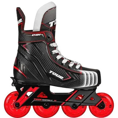 Open Box - Tour Kids Adjustable Inline and Roller Hockey Skates, Black/Red