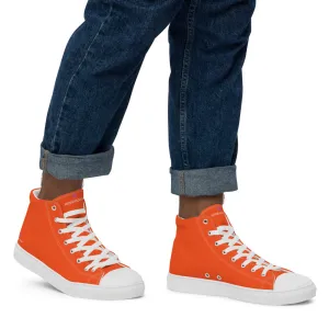 Orange Solid Color Men's Sneakers, Modern Minimalist Best Solid Color Canvas High Top Shoes For Men