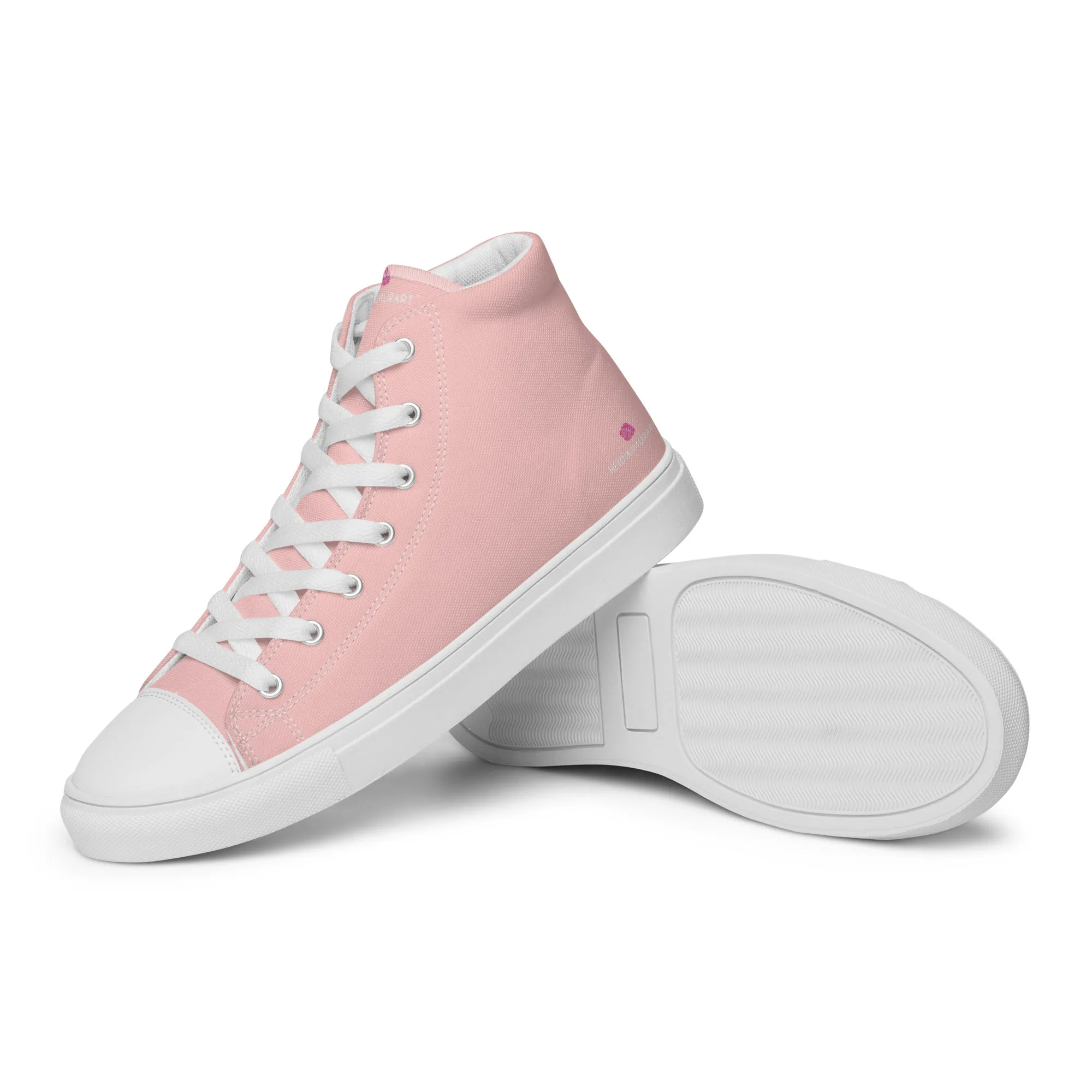 Pastel Pink Men's High Tops, Solid Color Men’s high top canvas shoes