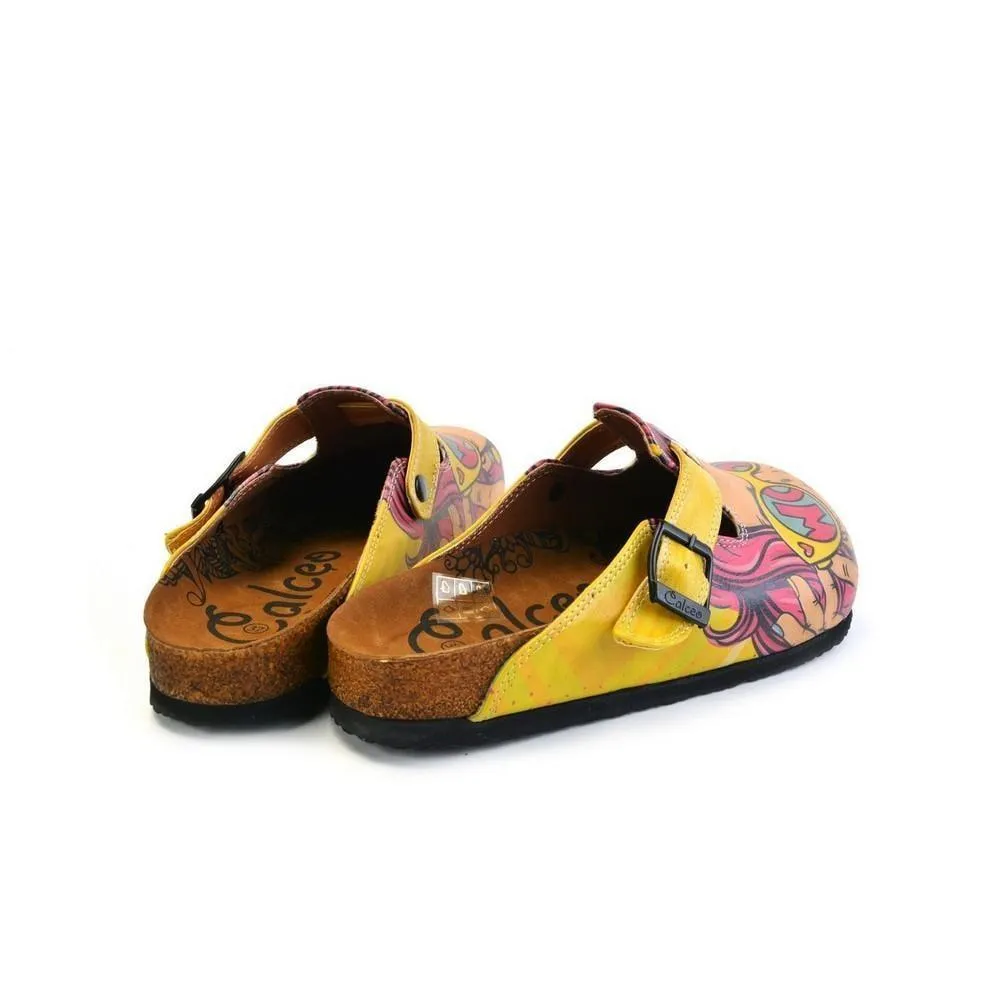 Pink & Yellow Wow Woman Slip-On Mule CAL373