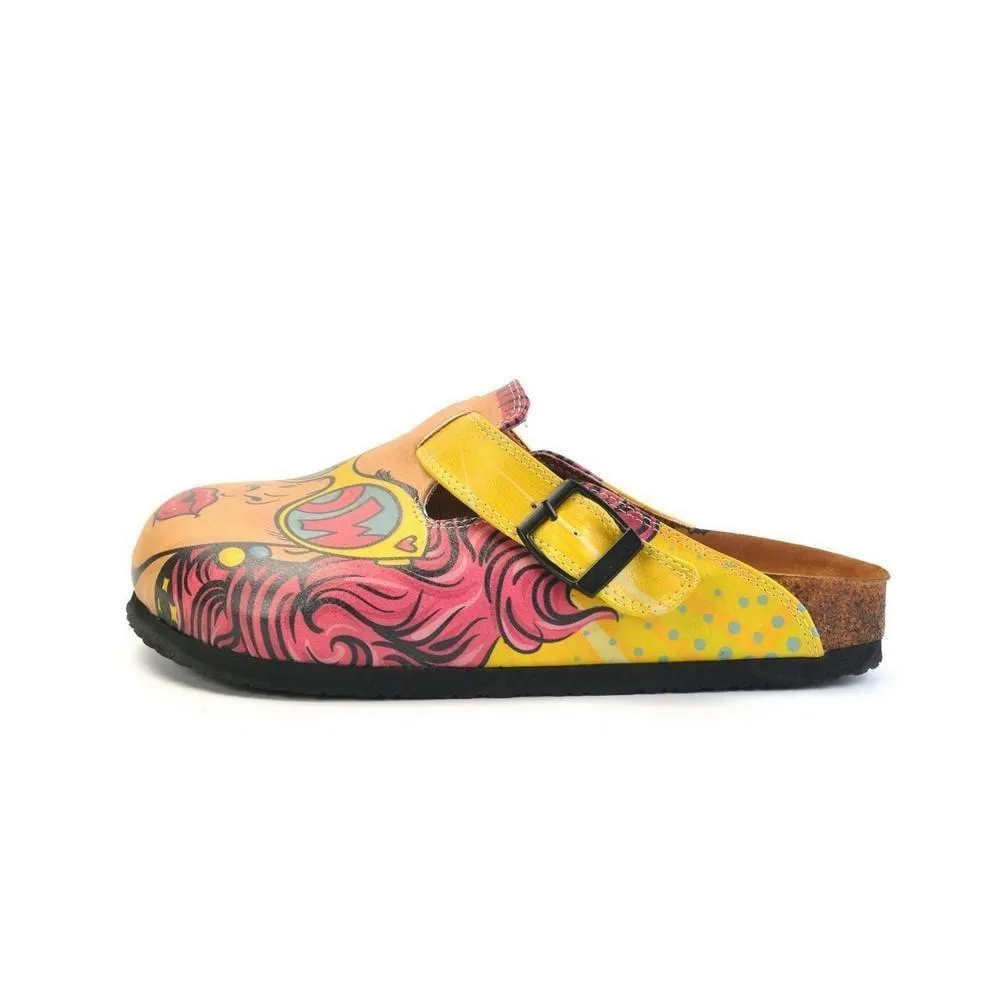 Pink & Yellow Wow Woman Slip-On Mule CAL373