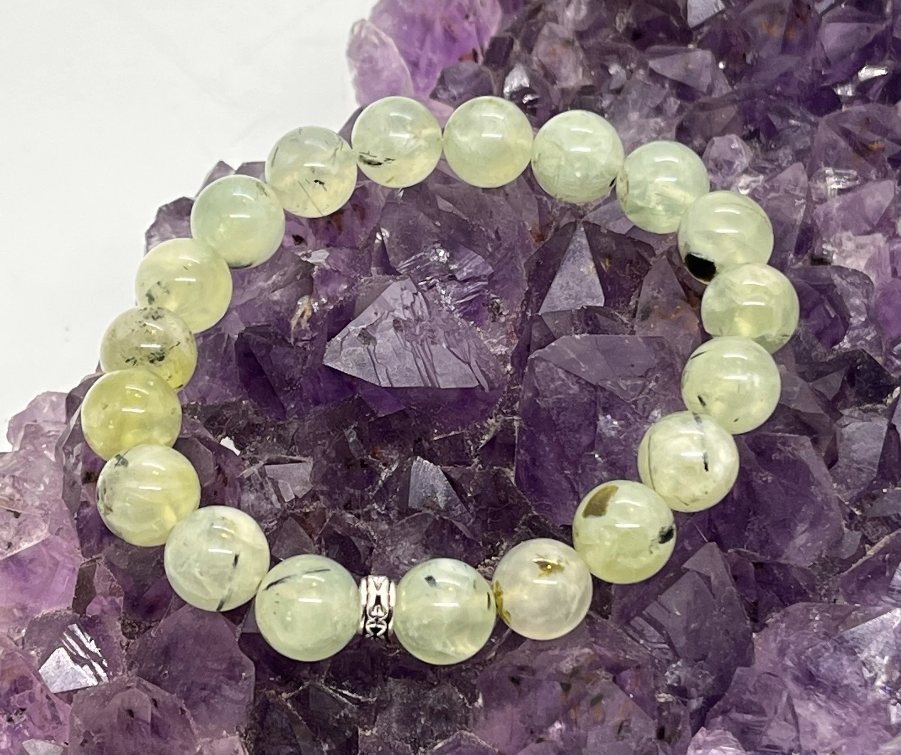 Prehnite "Healers Stone" 10mm Stretchy Bracelet