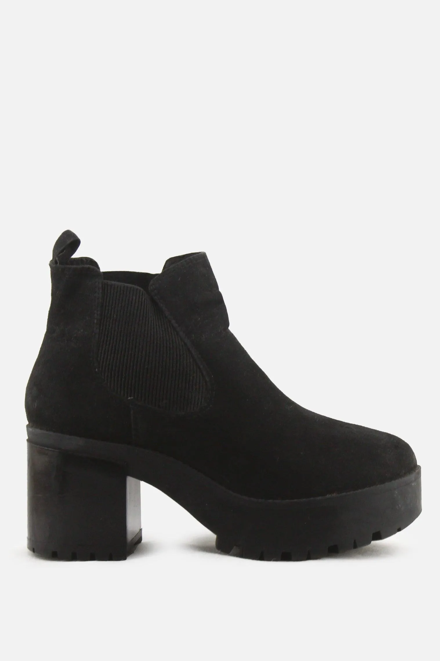 Pull & Bear Stretchable Platform Boots | Suede